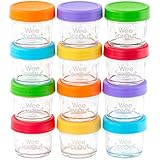 Glass Baby Food Storage Containers | Set of 12 | 4 oz Glass Baby Food Jars with Lids | Freezer Storage | Reusable Small Glass Baby Food Containers | Microwave & Dishwasher Safe | for Infant & Babies
