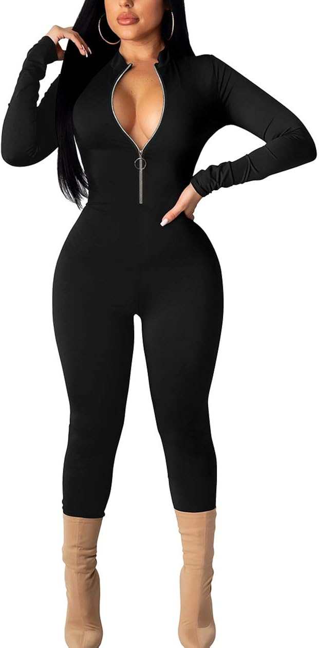 long sleeve zipper jumpsuit