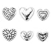 BEADNOVA 80pcs Tibetan Silver Sweet Heart Spacer Charm Beads for Jewelry Findings Making with Free Plastic Container Mix Lot Box Set Assortment