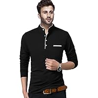 BLIVE Regular fit Solid Men's Henley Neck Full Sleeve Cotton Blend T Shirts