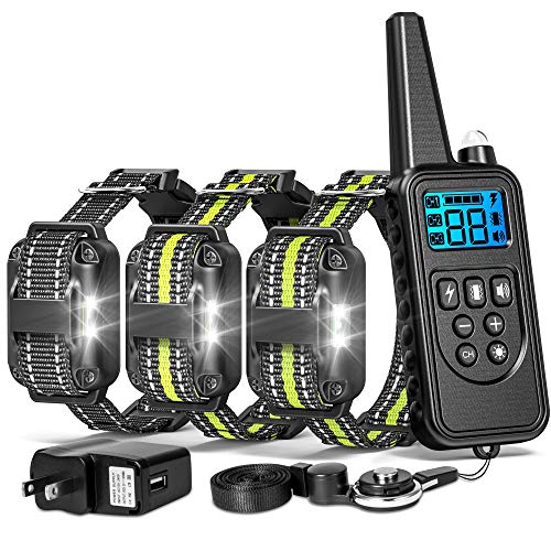 FunniPets Dog Training Collar for 3 Dogs, 2600ft Range Dog Shock Collar with Remote Waterproof Electronic Dog Collar for Medium and Large Dogs with 4 Training Modes Light Static Shock Vibration Beep