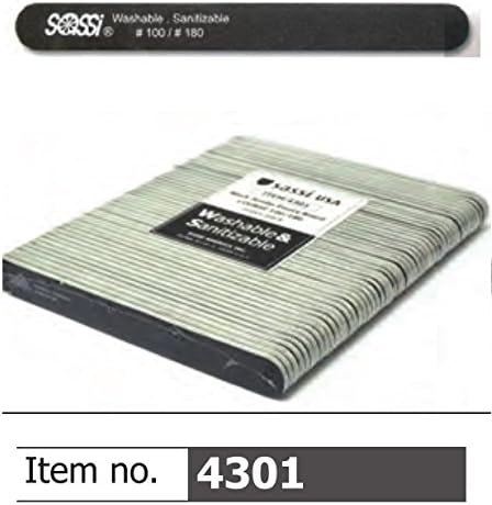 Sassi 100/180 Grit Black Jumbo Emery Board 50 pieces, Professional, salon , pedicure, manicure, nail art, nail block, sanding paper, emery board, miracle shiner, washable, sanitizable, shiner, buffer, buffer block, cosmetic