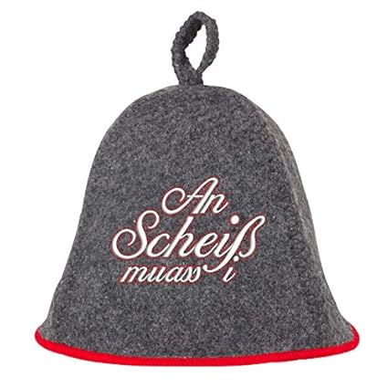 Saunahut Boarisch AN SCHEIß MUSS I Saunakappe Saunamütze Sauna Filz Kappe Lustige Hüte