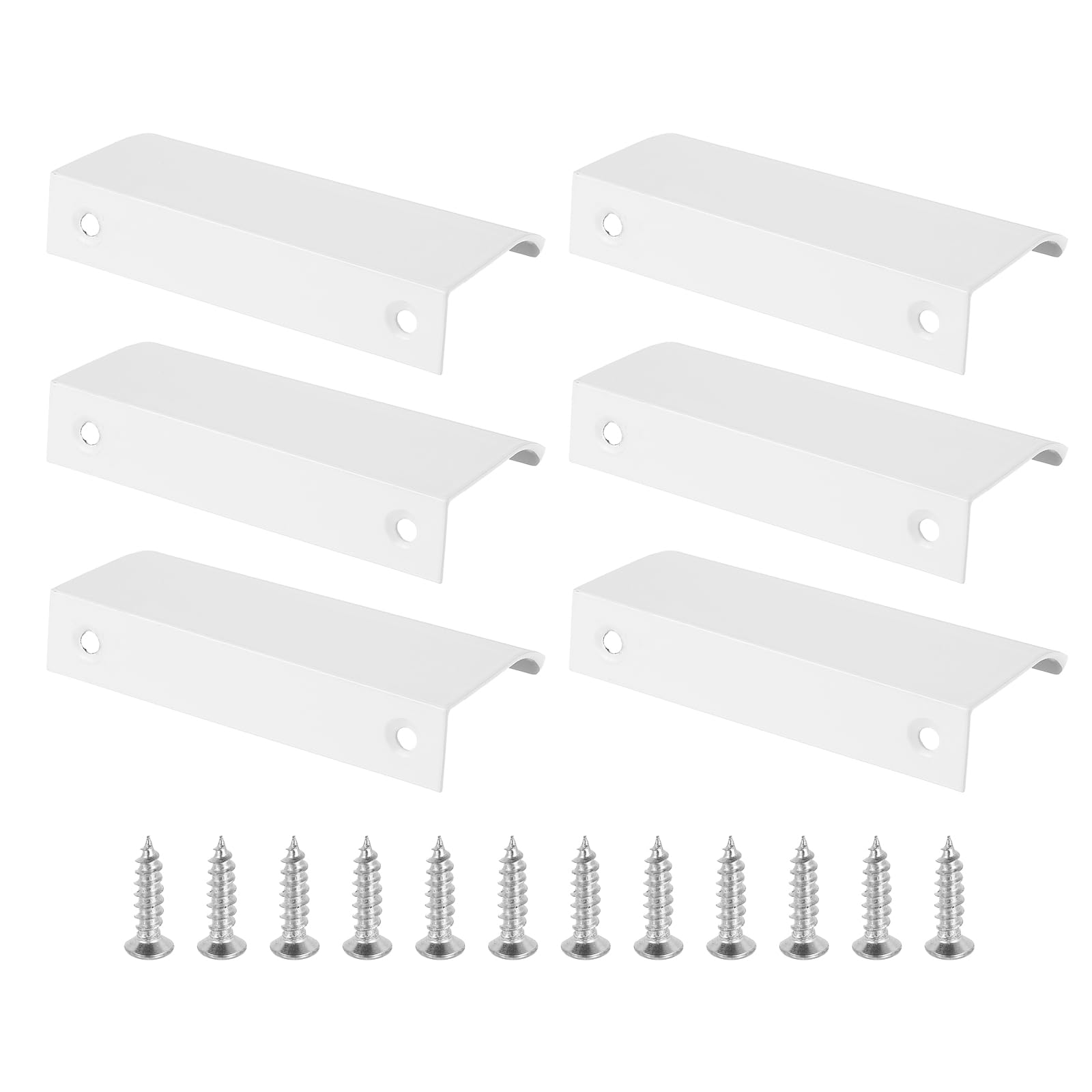 PATIKIL Mount Finger Edge Pull, 6 Pack 80mm/3.15" Aluminum Alloy Concealed Handle Cabinet Edge Pulls with Screws for Home Kitchen Furniture Door Drawer, White