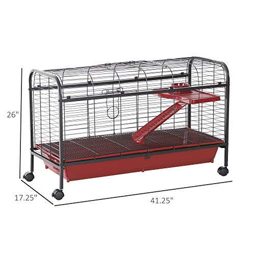 PawHut 41" L Small Animal Cage Rabbit Guinea Pig Hutch Ferret Pet Play