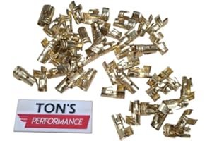 Ton's Performance 180 Degree Brass Straight Distributor/Coil Terminals for 7mm 8mm Ignition Wires, Spark Plug Wire, Bulk Pack of 50 / ST-BRASS180-50PK