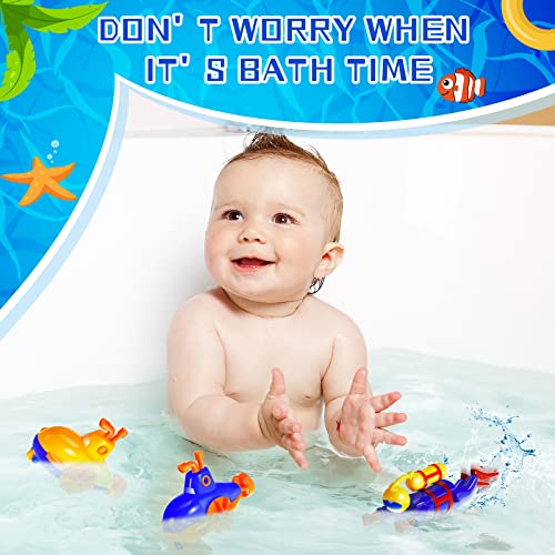 4 Pieces Diver Toys Set Swimming Windup Bathtub Toys for Kids Floating Submarine Toys Fun Wind