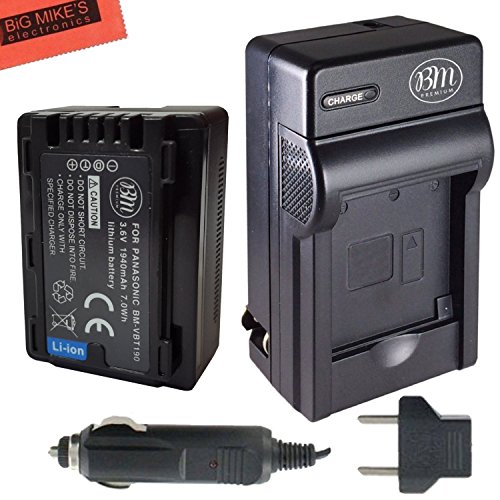 BM Premium VW-VBT190 Battery and Battery Charger for Panasonic HC-V800K, HC-VX1K, HC-WXF1K, HCV510, HCV520, HC-V550, HC-V710, HC-V720, HC-V750, HC-V770, HC-VX870, HC-VX981, HC-W580, HC-W850, HC-WXF991