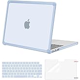 MOSISO Compatible with MacBook Air 13 inch Case 2026 2025 2024-2022 M4 A3240 M3 A3113 M2 A2681, Crack-Resistant Heavy Duty Protective Hard Case with TPU Bumper&Keyboard Cover&Screen Film, Baby Blue