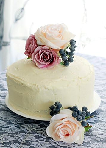 Wedding Cake Topper Silk Blush and Mauve Rose Cake Topper