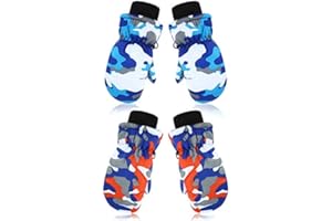 SATINIOR 2/6 Pairs Winter Snow Mittens Kids Unisex Waterproof Warm Ski Gloves for Children Girls Boys Toddlers Baby