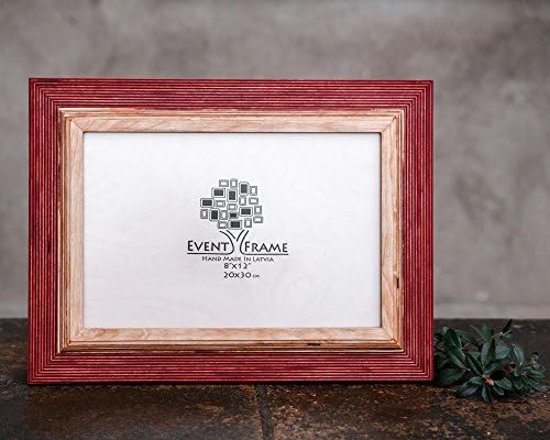 8x12" Wooden Rustic Picture Frame in Red and Natural wood color with hanger for wall and table stand