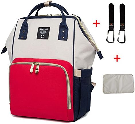 Diaper Bag Organizer Insulated Waterproof Travel Nappy Backpack Large Capacity Tote Shoulder Nappy Bags for Mommy Backpack with Multi-Function, Durable and Stylish (red&White&Blue)