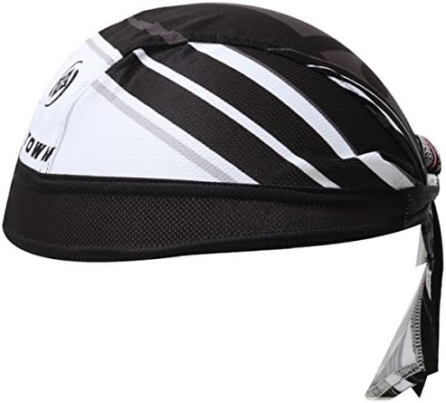 XINTOWN Unisex Sports Headwrap Doo Rag Bandana Chemo Cap High Elastic Scarf Hat - Black and White