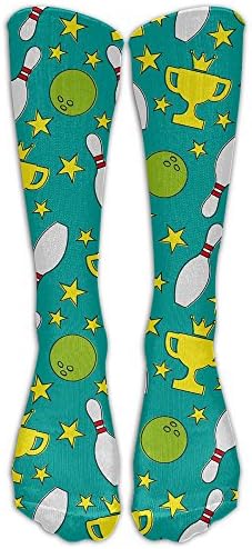 HAO JU FU Bowling Women's Compression Socks Novelty Athletic Socks Crew Socks Unisex High Stockings