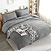 Edilly 3 Piece Duvet Cover Set Queen Size,100% Premium Washed Cotton Duvet Cover Grey,Ultra Soft and Easy Care,Simple Style Bedding Set