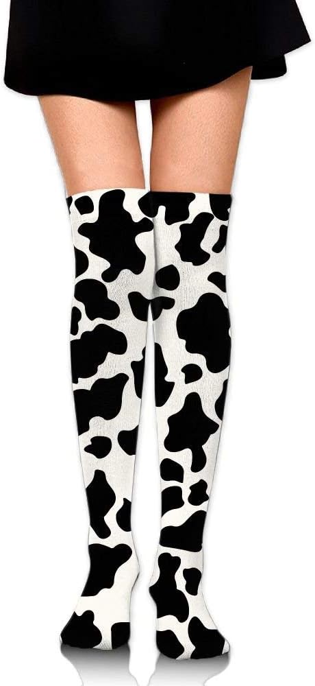 Knee High Socks Cow Print Women's Work Athletic Over Thigh High Long Stockings 50cm