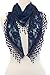 LL Navy Lace Scarves Triangle Shape with Gorgeous Roses and Flower Fringe