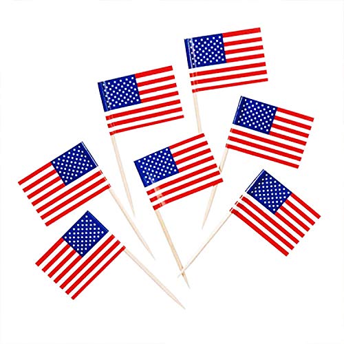 iMagitek 100 Pack Amercian Flag Toothpick Cupcake Toppers Cocktail Sticks - Thumbnail 3