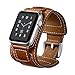 EloBeth Compatible with Apple Watch Bands 38mm 40mm iWatch Series 4 3 2 1 Leather Band Buckle Cuff Wrist Watch Band (38mm & 40mm Cuff Brown)