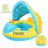 Peradix Infant Pool Float with Canopy Inflatable Baby Water Float Boat with Sunshade for Pool Swimming Ring Floater Raft Toys for Toddlers Kids