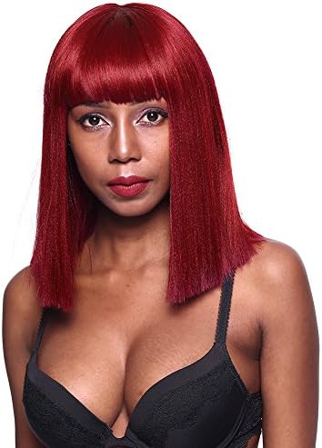 Gotta Bob Wig 14'' Straight Synthetic Hair Full Wig High Density Bob Replacement Wig for Women, Red Wine