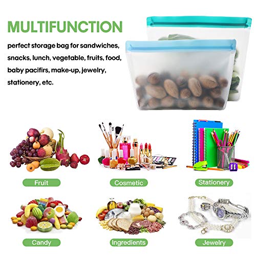 Reusable Storage Bags, Snack Bags Ziplock Sandwich Bag, TYRY.HU Airtight Leakproof PEVA Freezer Bags Containers For Food, Lunch, Fruit, Cereal, Vegetable, Liquid, Meat, Eco-Friendly & Bpa Free - Thumbnail 4