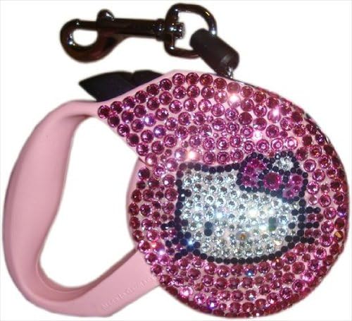 PuchiBag 14-HKP-MPH Swarovski Hello Kit Kat Pink Mini - Pink Handle Pet Leash
