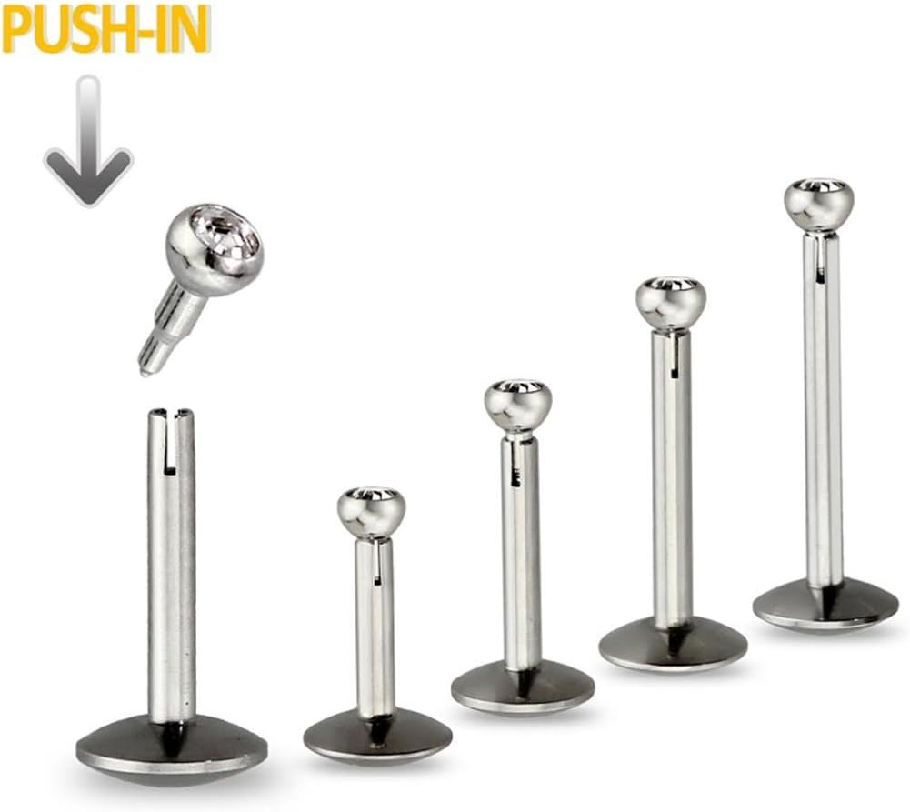 6mm Push in 316L Surgical Steel Internal Labret Lip Monroe Stud Body Piercing -1pc