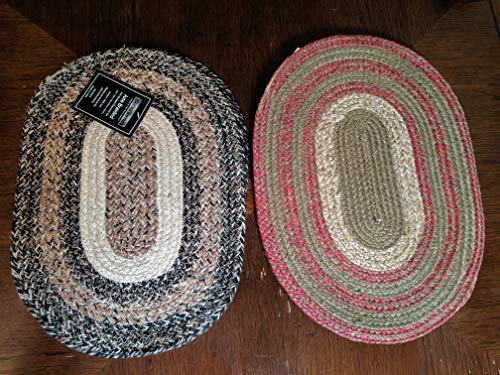 Better Trends Homestead Farmhouse Country Rustic Eco-Friendly Jute Braided Dining Table Placemats Tabletop, Set of 4, Heat Resistant, 13x18 (Espresso or Burgundy)