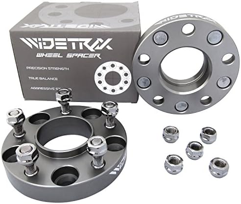 WIDETRAX 2pc 1" 5x120.7 5x4.75 Wheel Spacers Adapters 12x1.5 Studs Lug Nuts Included Hub Centric Titanium Finish 6061 T6 Billet Aluminum (1 Pair) 25mm by Rugged TUFF