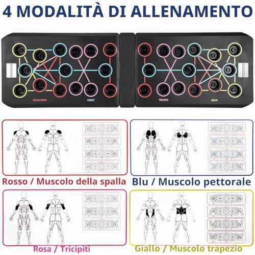 Push Up Rack Board 15 in 1 pieghevole multifunzione Home Training Fitness Equipment, Portable Push-Up Training Frame, Adjustable Push-Up Board, manico rotondo
