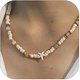 ALRNBY Puka Shell Necklace for Men Natural Coconut Shell Beaded for Women Turquoise Choker Boho Necklaces Tribal Necklace Summer Beach Trendy Jewelry