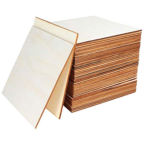 ZOENHOU 50-Pack Basswood Blanks 6x4 Inch - Unfinished Wood Rectangles For Crafts