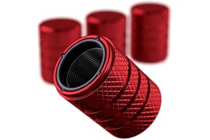 PC Autoworks Aluminum Tire Valve Stem Caps – Anti-Rust, Premium Anodized Aluminum, Corrosion-Resistant, Easy Install, Universal Fit for Car, Truck, Bike, SUV – 1 Pack/Set of 4 (Ruby RED)