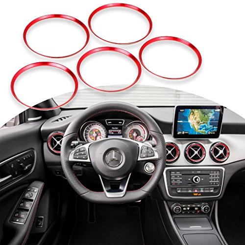 x xotic tech Red Ring Cover Trims Air Vent Outlet for 2013-18 Mercedes Benz CLA GLA Class