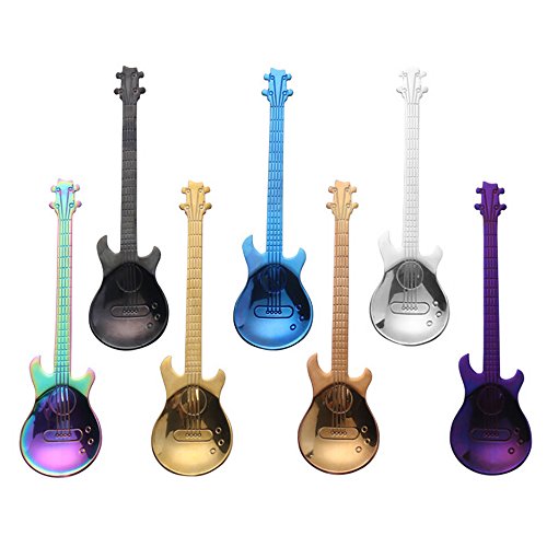 image for ZTTONE Spoon,Stainless Steel Guitar Spoons Rainbow Coffee Tea Spoon Fl