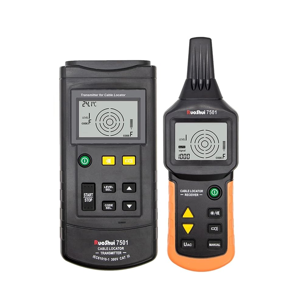 Klanata MS6818 Kabeldetektor - 12V-400V AC/DC Für Unterirdische Leitungen | Tiefenmessung Bis 2,5m