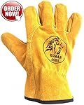 Leather Work Gloves Men & Women, Leather Working Gloves, Gardening, Wood Cutting, Mechanic, Driving, Welding, Heavy Duty Gloves to Protect Hands from Scratches, Injuries