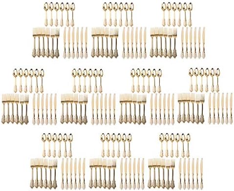 Tubayia 30 Set Disposable Cutlery Forks + Spoon + Knife for Birthday Wedding Decoration golden