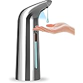 Automatic Soap Dispenser Touchless, TUMAN Pro Battery Operated Electric 14oz/400ml Liquid Hand Soap Dispenser with Motion Sensor, Suitable for Kitchen Bathroom Hotel, IPX6 Waterproof(Silver)…