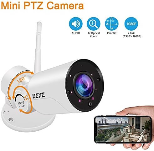 KEYE IP Camera Bullet 1080P HD Waterproof Home Security Surveillance Mini PTZ Camera with IR Night Vision, Motion Detection and Push Alerts for Android/iOS/PC