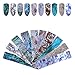 Teemico 4 Box of 40 Rolls Glitter Nail Art Stickers Nail Transfer Foil Wraps-Shell Pattern Starry Sky/Butterfly/Heart/Flower Lace Pattern Decals For Nails Art (Pattern B)