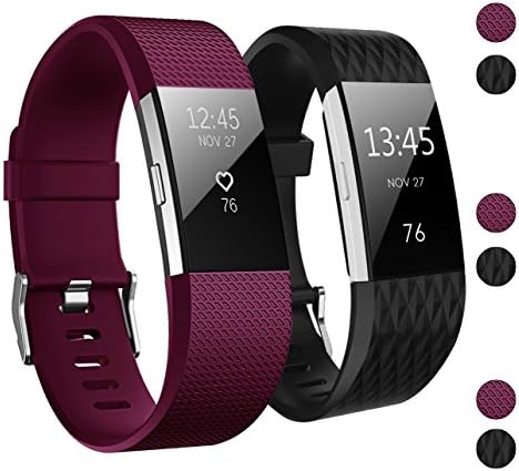 Fitbit Charge 2 Bands, Aahlsen Classic Soft Silicone Fitness Straps Accessories Band Replacement Bands for Fitbit Charge 2 Wristbands for Women Men Girls Boys