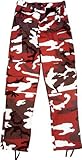 Camouflage Military BDU Pants, Army Cargo Fatigues (Red Camouflage, Size Large)