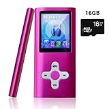 Lonve MP3 Player MP4 Player 16GB Portable Media Music Player with FM Radio Voice Recorder Supporting MP3 WMA WAV Perfect for Kids Sports Pink