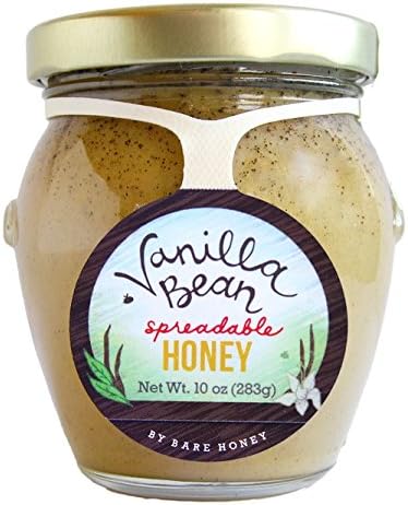Bare Honey | Raw Spreadable Vanilla Bean Honey | 10 oz Glass Honeypot