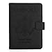 Vivefox RFID Leather Passport Holder Cover - Travel Passport Wallet Document Organizer Id Card Case (Black- 1 (with Magnet Button))