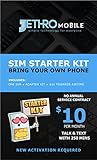 Jethro Mobile Prepaid Starter Kit Plan, SIM card + 250 Minutes, Senior Cell Phone, Prepaid, Plan, NO Contract network connection, 3-in-1(Universal