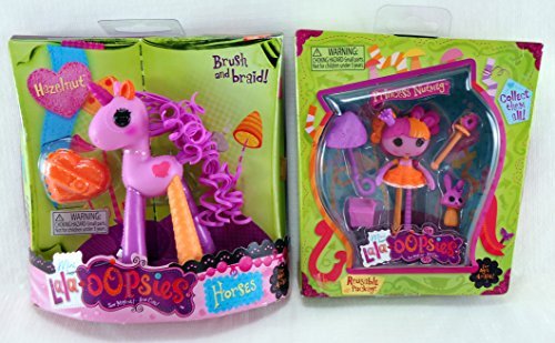 LalaLoopsy Set of 2 Mini Lala Oopsie Horse, Hazelnut and Mini Lala Oopsie Doll, Princess Nutmeg